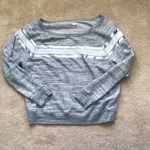 Metallic accent gray dolman style sweatshirt